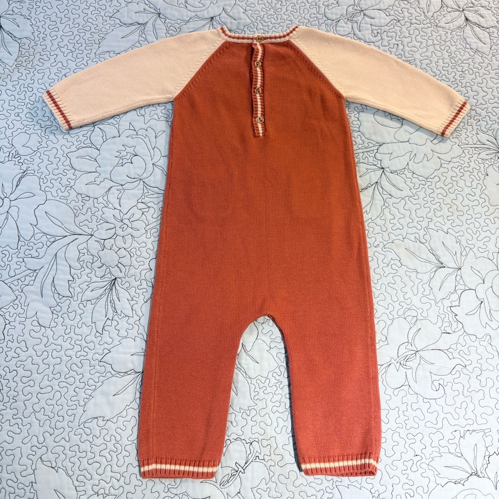 JANIE AND JACK Fall Layette Bear Motif 2-Piece Outfit Set Rust Tan 6–12 Months💛 - Picture 4 of 15